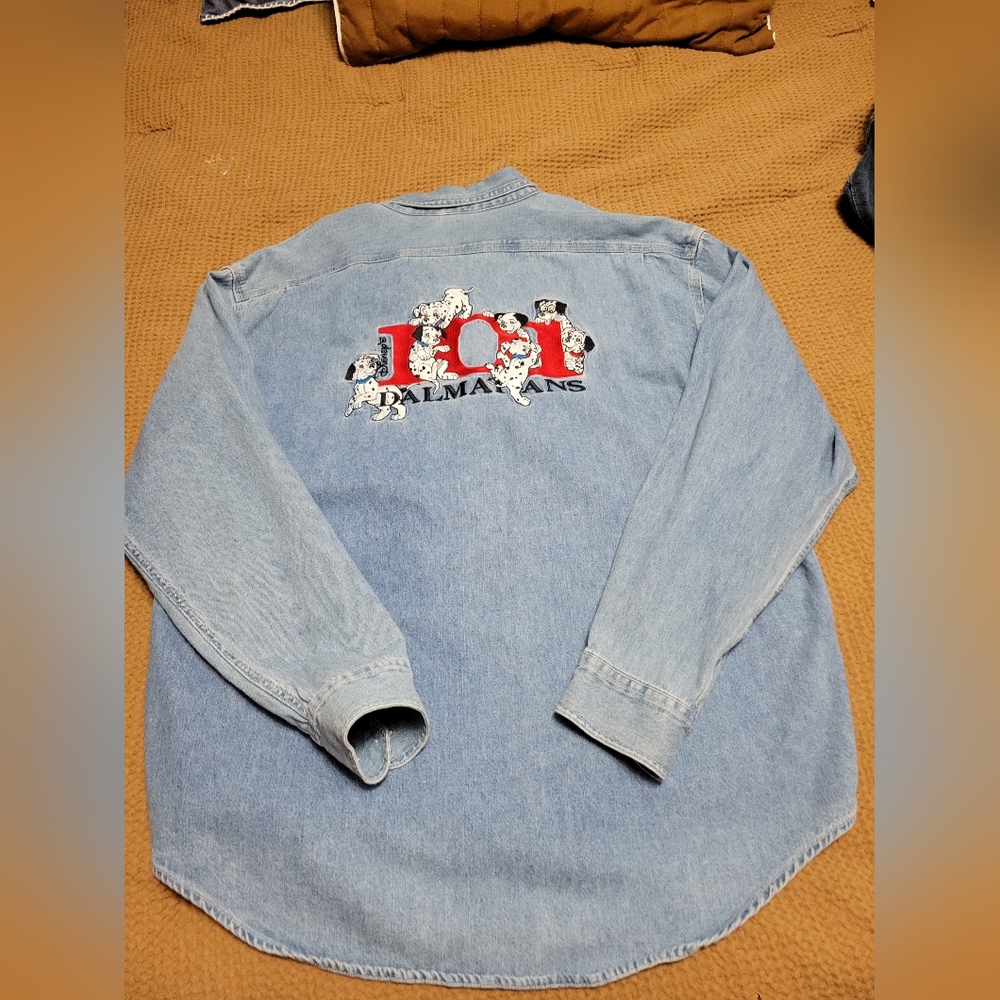 Vintage Disney Store 101 Dalmations Emroidered Button Up Shirt Women Size L